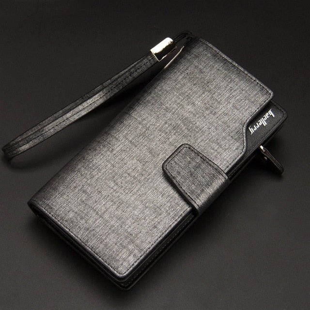 Men Long Card Holder Zipper PU Leather Wallet