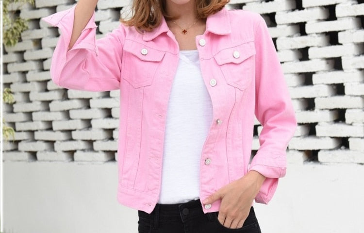 Candy Color Denim Ladies Jean Jacket