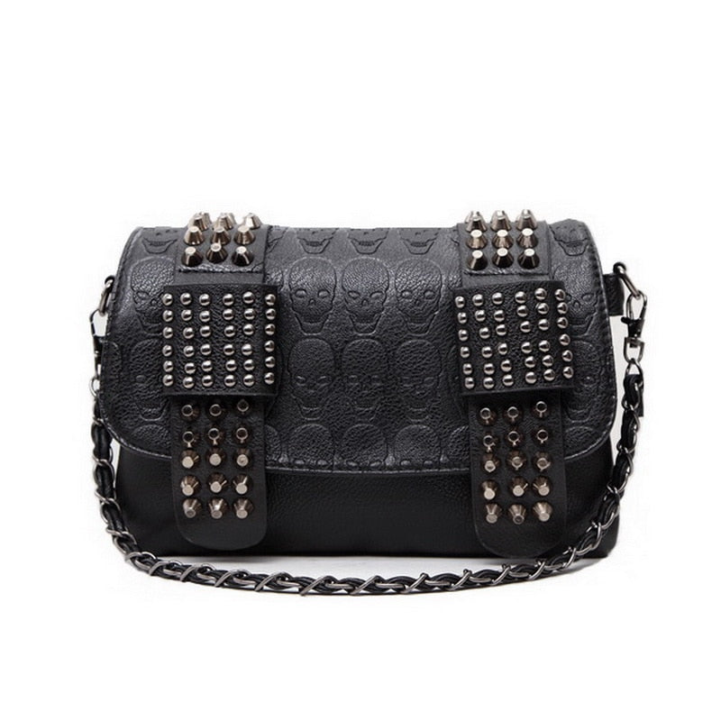 Rivet PU Leather Skull Punk Crossbody Purse