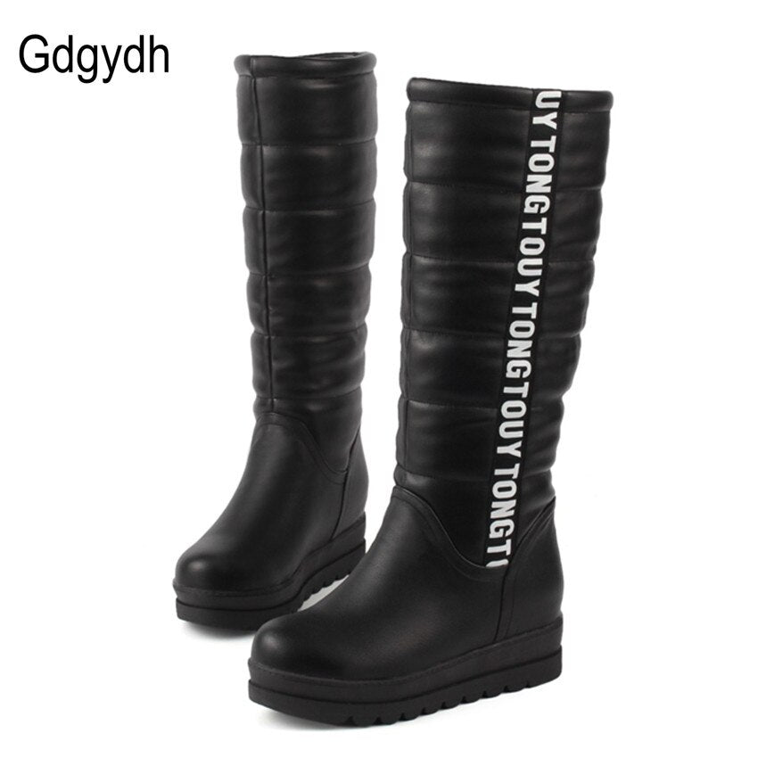 Solid Ladies Thermal Velvet Lined Platform Cotton Padded Snowboots