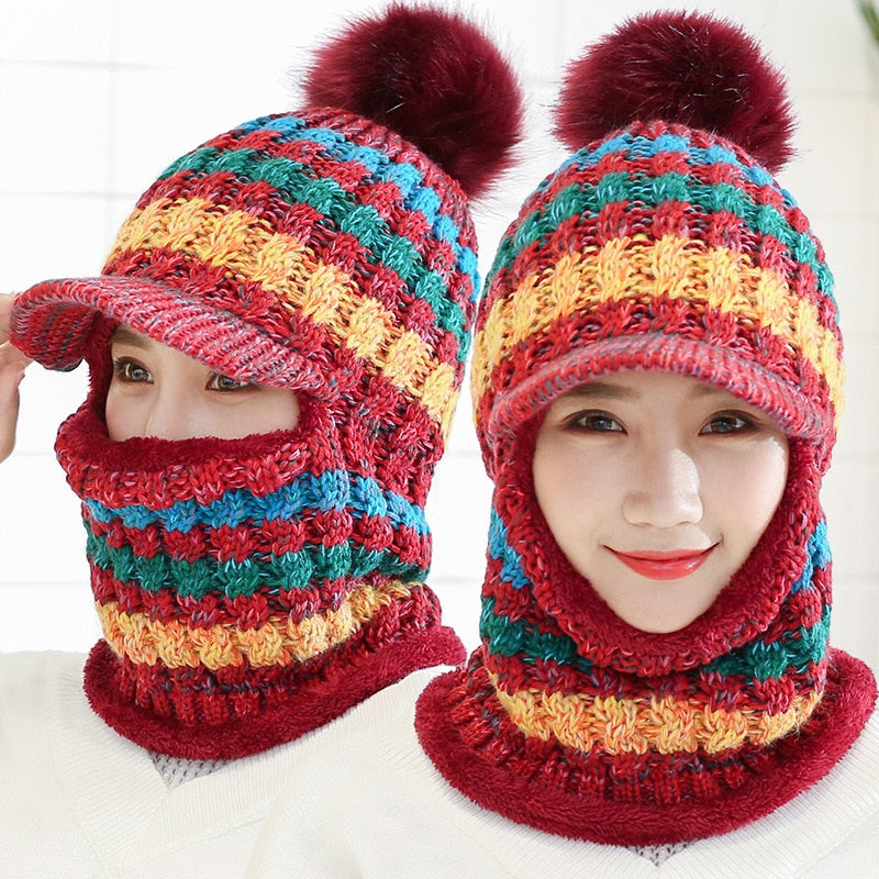 Snow Knitted Pompom Hat & Scarf Set