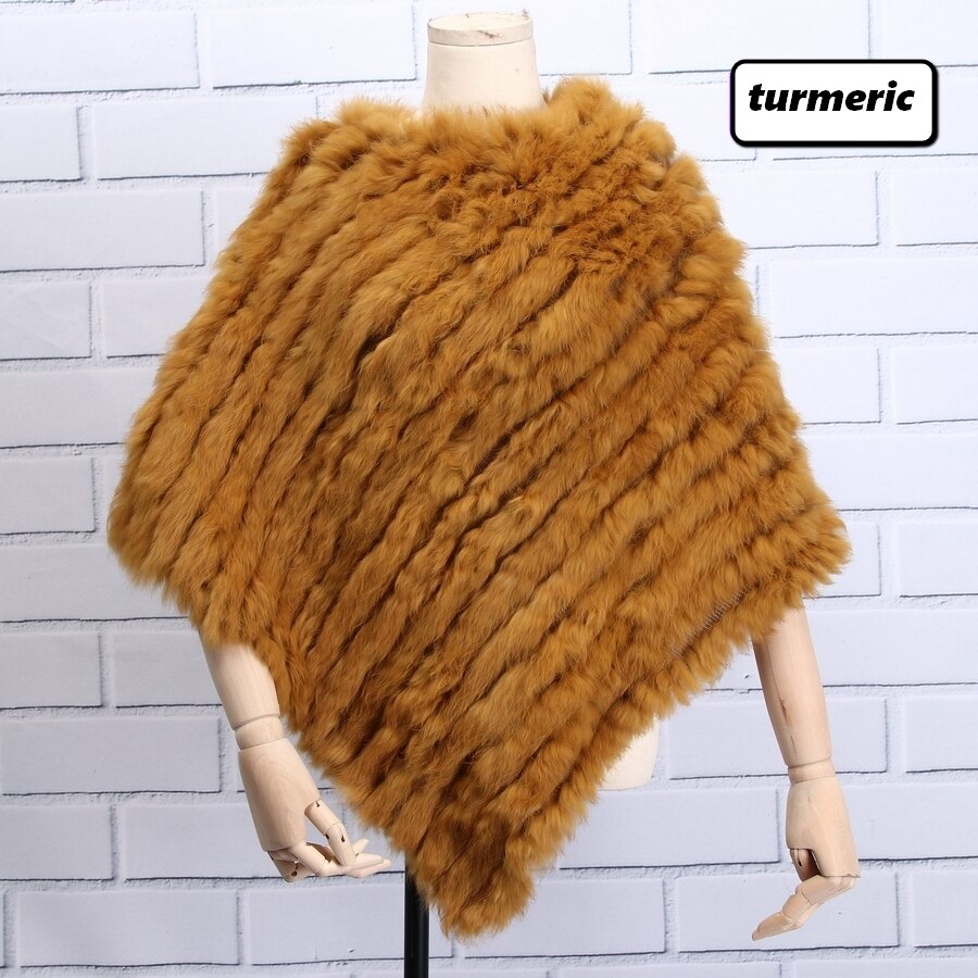 Knitted Natural Rabbit Fur Shawl