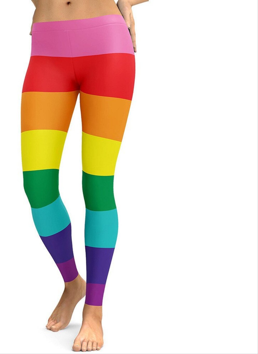 Rainbow Striped 3D Printed Leggings