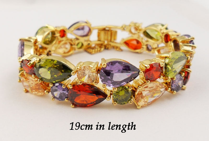 Multicolor Cubic Zircon Bangle Crystal Bracelet