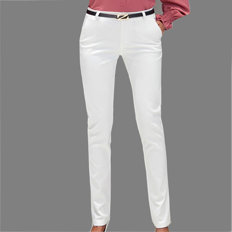 Ladies Slim High Waist Straight Leg Pants