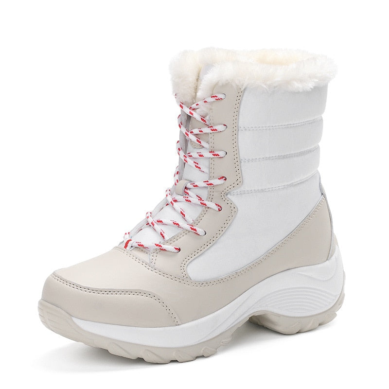 Colorblock Ladies Platform Plush Snowboots