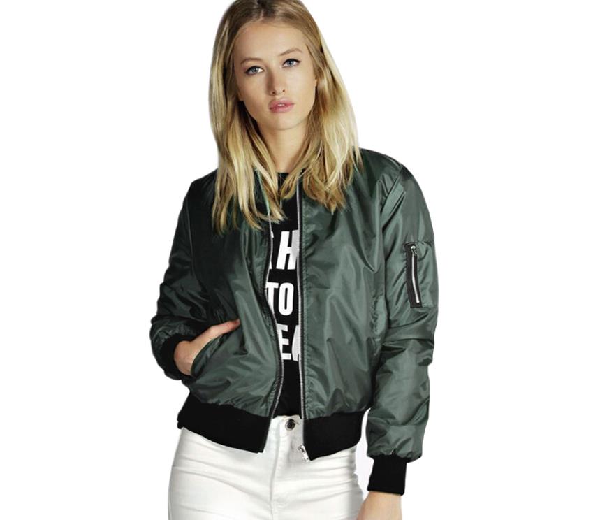 Long Sleeve Ladies Simple Light Bomber Jacket