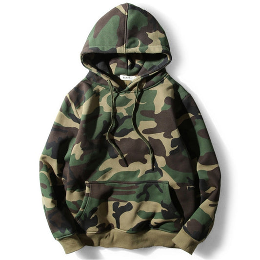 Camouflage Drawstring Men's Hooded Fleece Pullover Sweatshirt