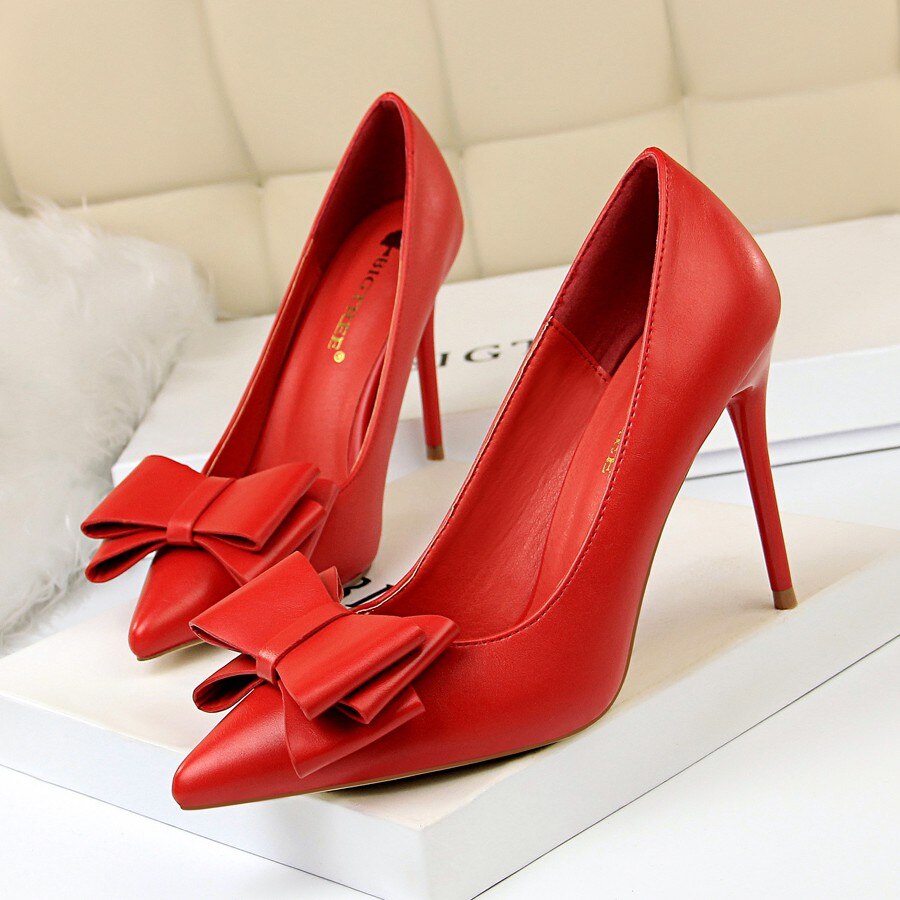 Bowtie High Heel Pointed Toe Pumps