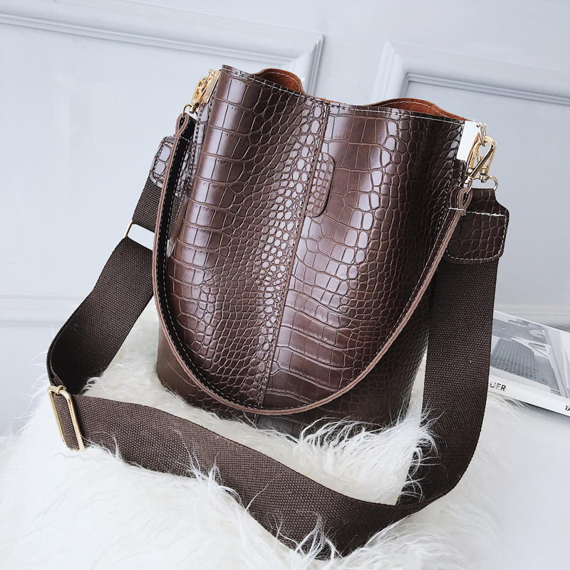 Crocodile Crossbody PU Leather Bag Bucket Bag Purse