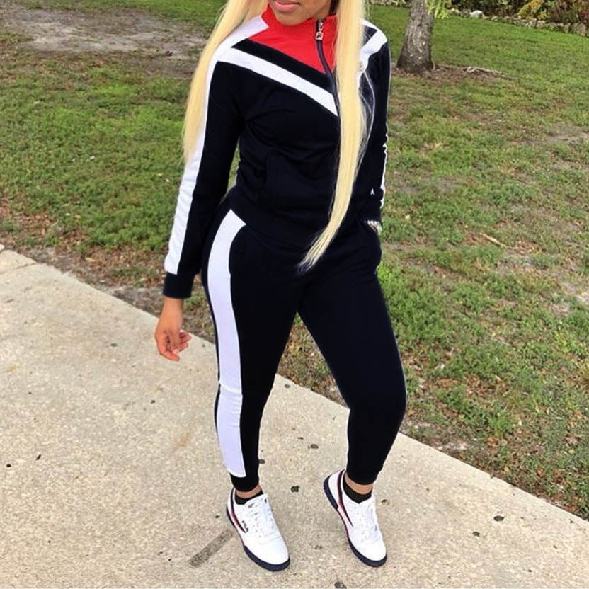 Side Striped Ladies Zipper Tracksuit