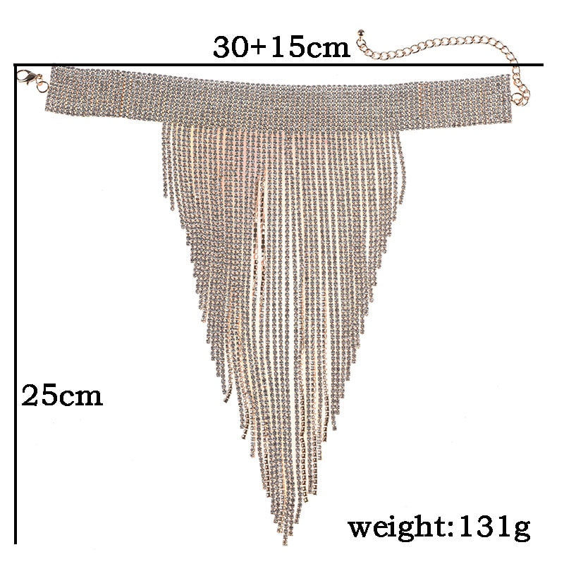 Sparkling Crystal Rhinestone Tassel Choker