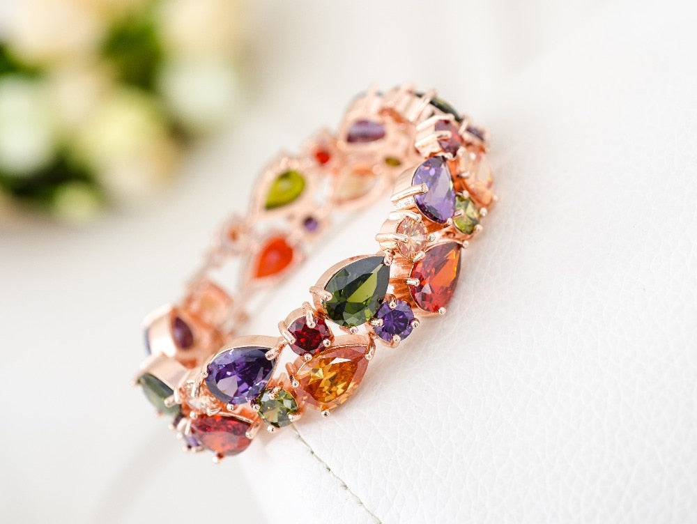 Multicolor Cubic Zircon Bangle Crystal Bracelet