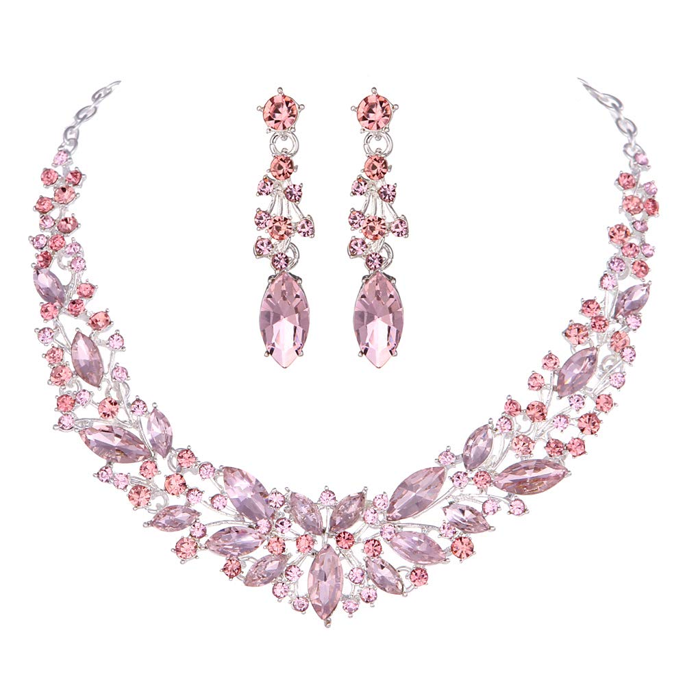 Crystal Rhinestone Jewelry Sets w/ Crowns Bridal Necklace Sets