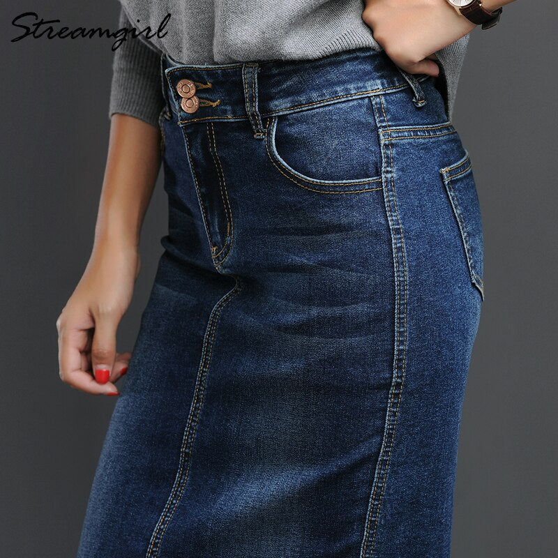 Ladies Long Demin Jean Skirts