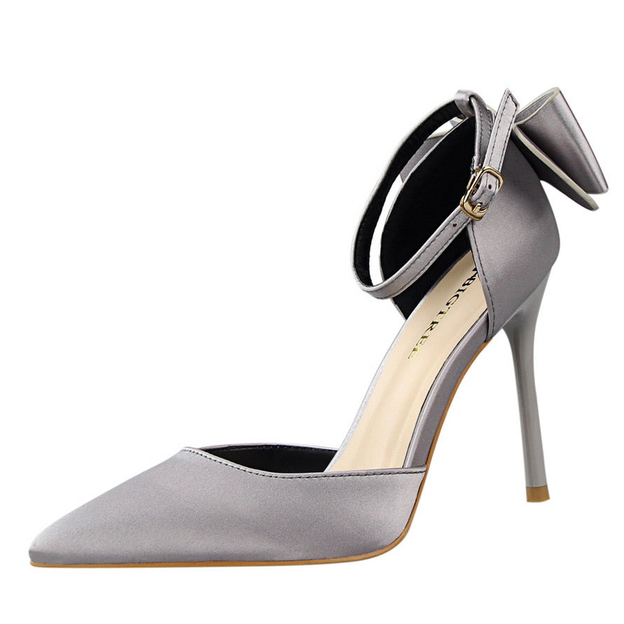 Bowtie Ankle Pointed Toe High Heel Wedding/Party Pumps