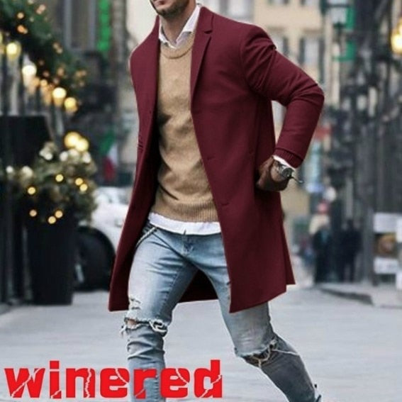 Men's Slim Fit Cashmere Cardigan Wool Blend Coat