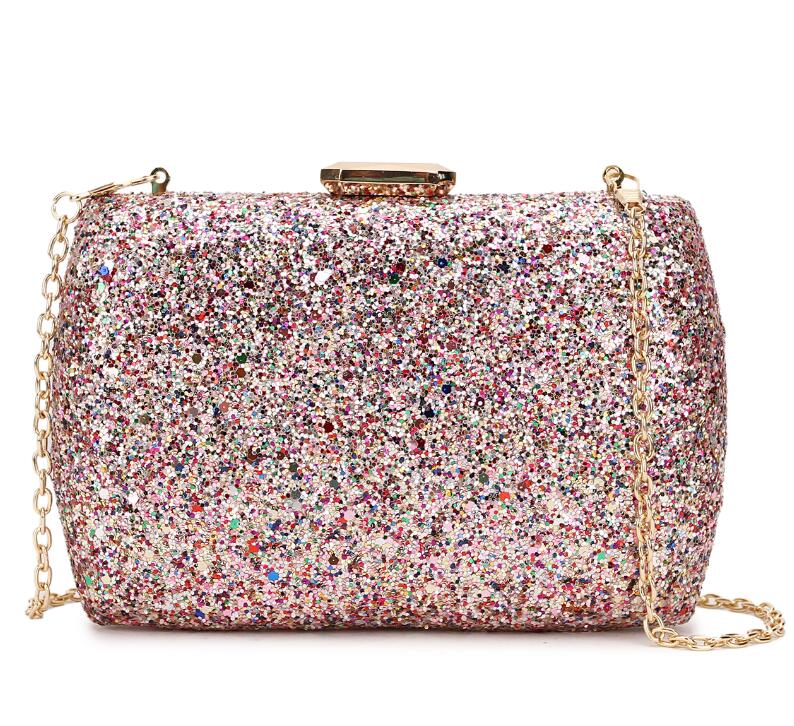 Glittery Evening Mini Crossbody Shoulder Chain Clutch Purse