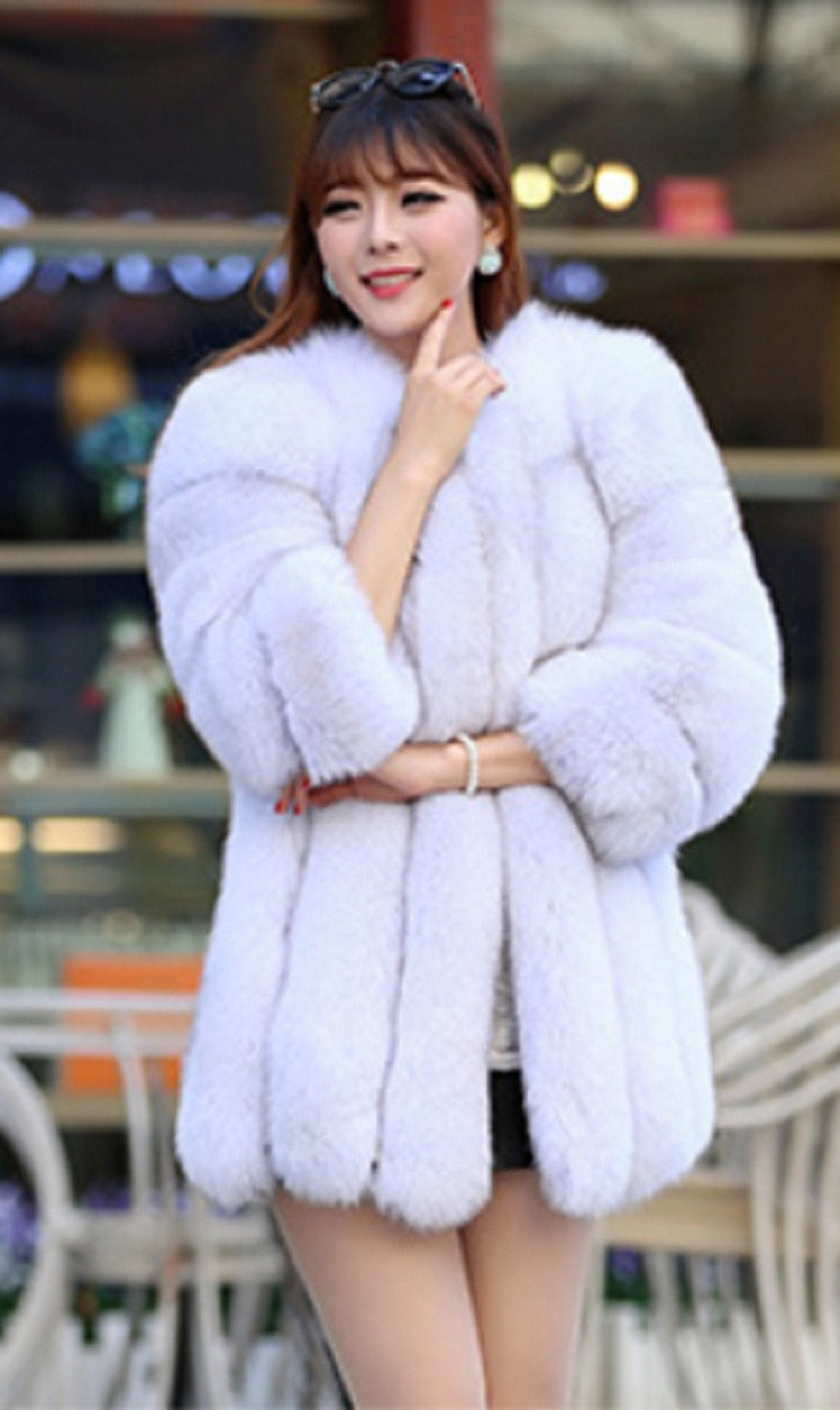 Faux Fur Long Ladies Winter Coat Plus to 4X