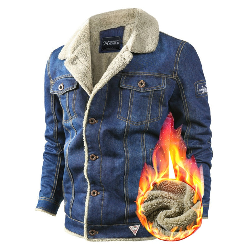 Men's Military Bomber Style Jean Jacket