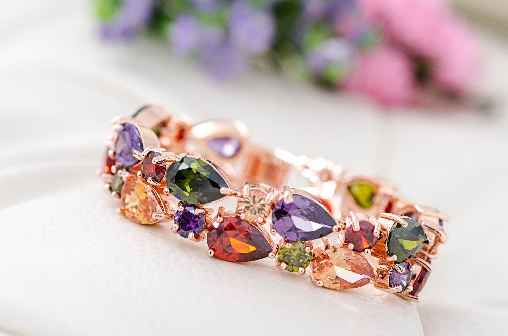 Multicolor Cubic Zircon Bangle Crystal Bracelet