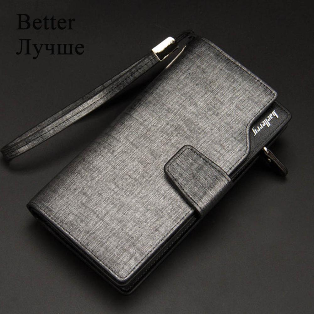 Men Long Card Holder Zipper PU Leather Wallet