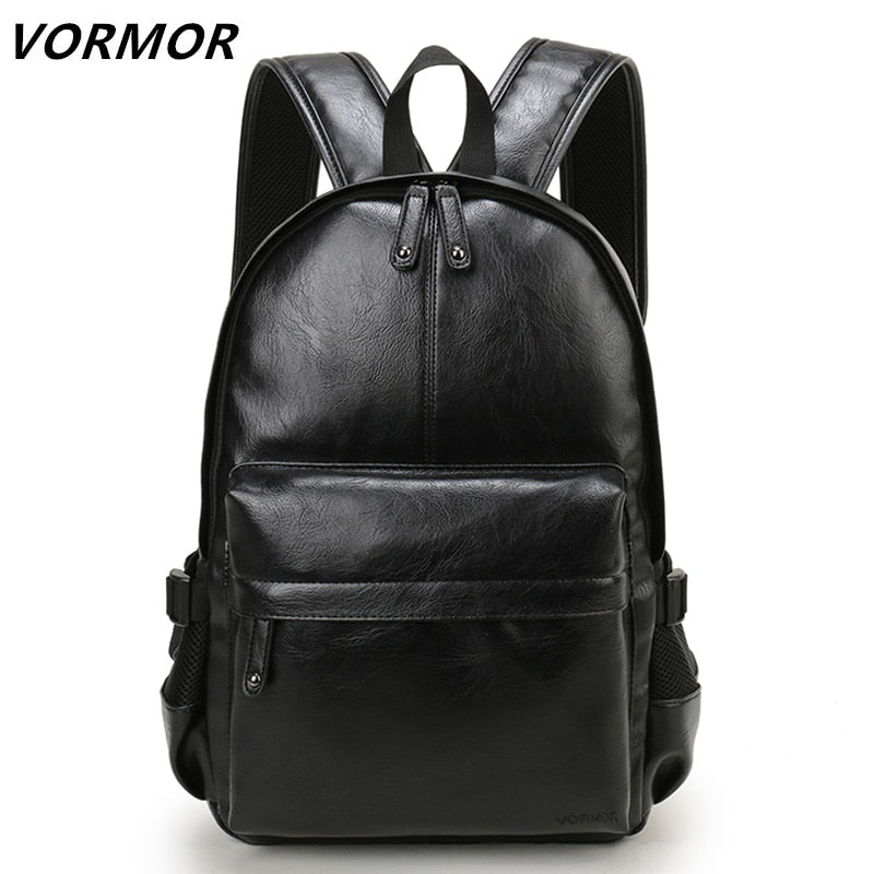 Men's PU Leather Waterproof Soft Handle Backpack