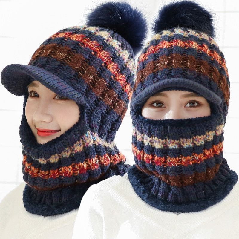 Snow Knitted Pompom Hat & Scarf Set