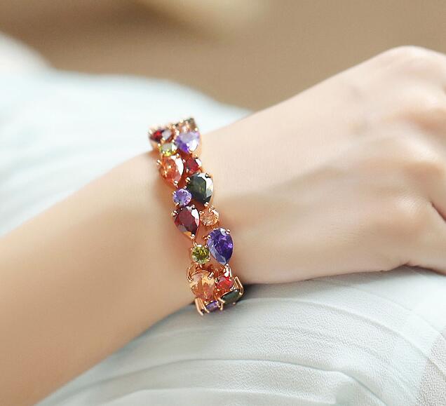 Multicolor Cubic Zircon Bangle Crystal Bracelet