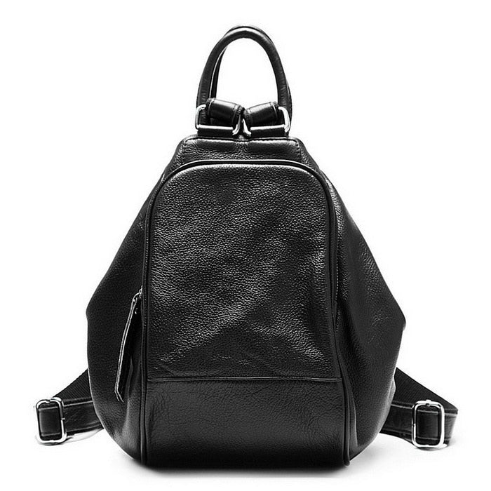 Solid Color Genuine Leather Ladies Top Layer Cowhide Backpack