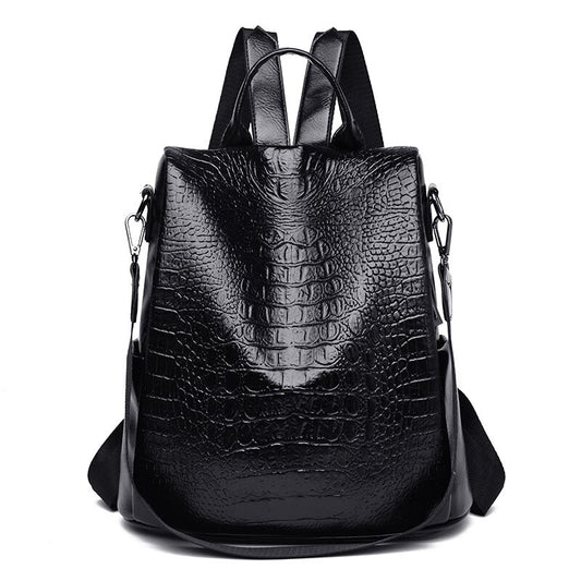 Alligator PU Leather Women Backpack Anti-Theft Large Multifunction Backpack