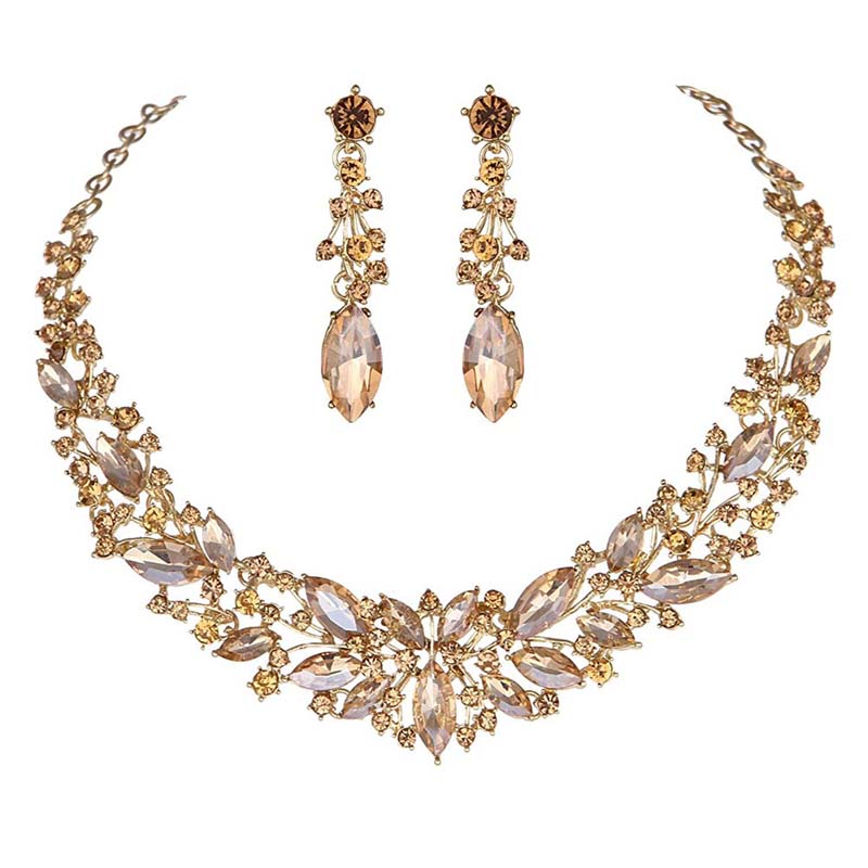 Crystal Rhinestone Jewelry Sets w/ Crowns Bridal Necklace Sets