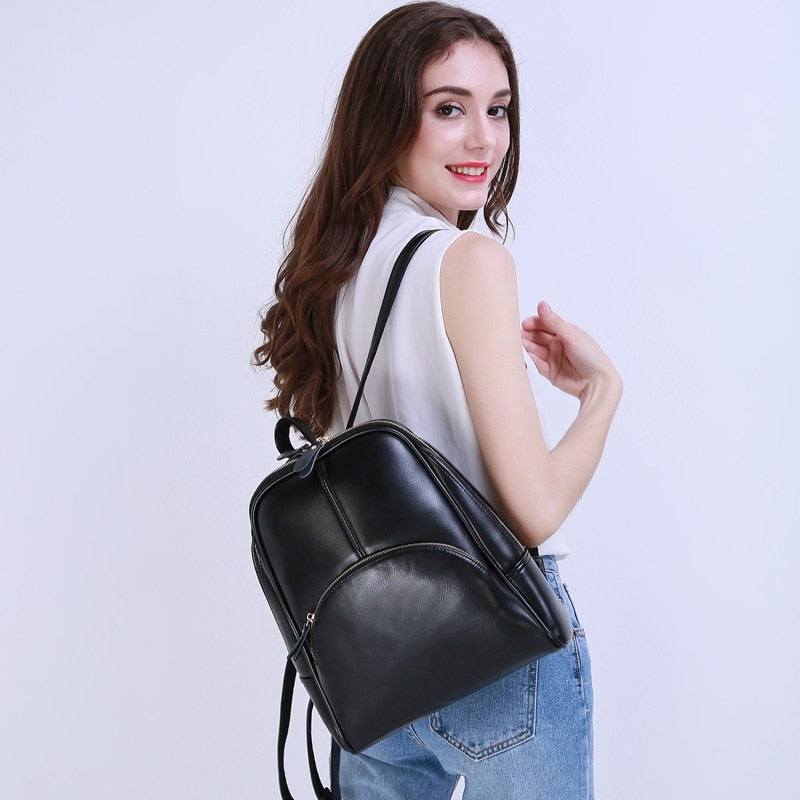 PU Leather Solid Color Large Casual Ladies Backpack