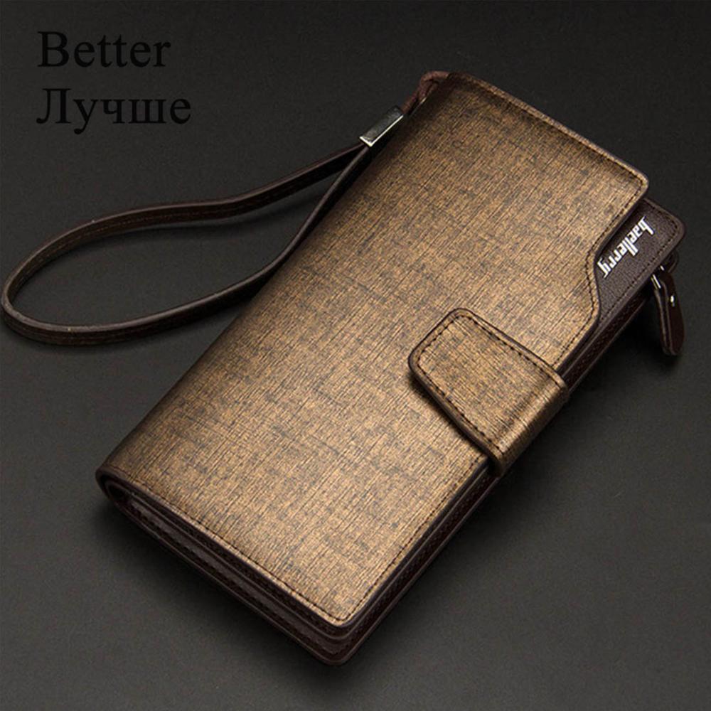 Men Long Card Holder Zipper PU Leather Wallet