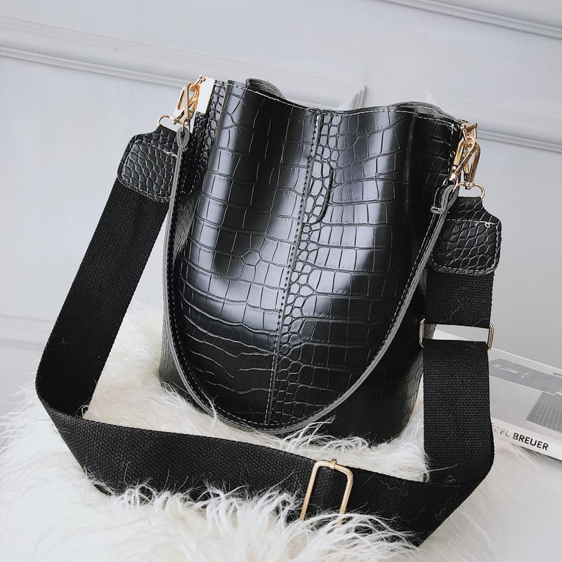 Crocodile Crossbody PU Leather Bag Bucket Bag Purse