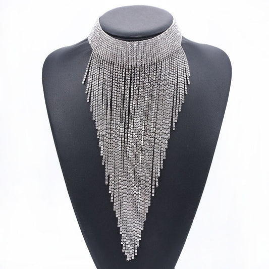 Sparkling Crystal Rhinestone Tassel Choker