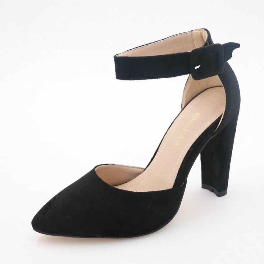 Side Strap Pumps w/ Square High Heels