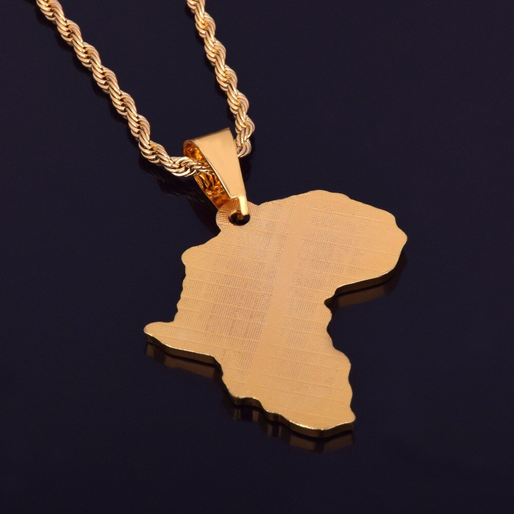 Africa Map Rhinestone Crystal Gold Pendant Chain