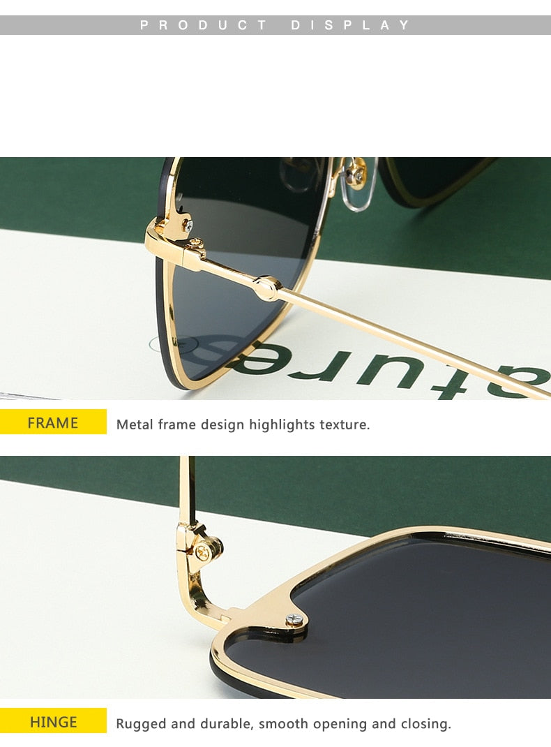 Unisex Oversize Rimless Square Bee Gradient Sunglasses UV400