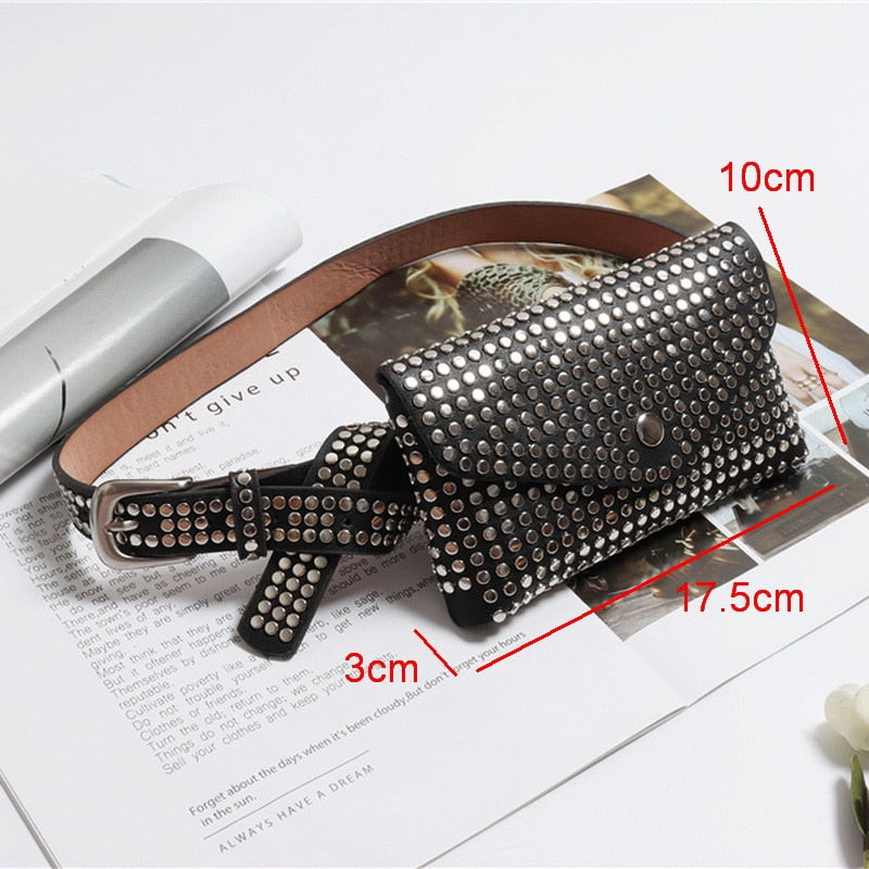 Rivets Waist Fanny Pack Small Women Waist Bag Phone Pouch Belt Bag