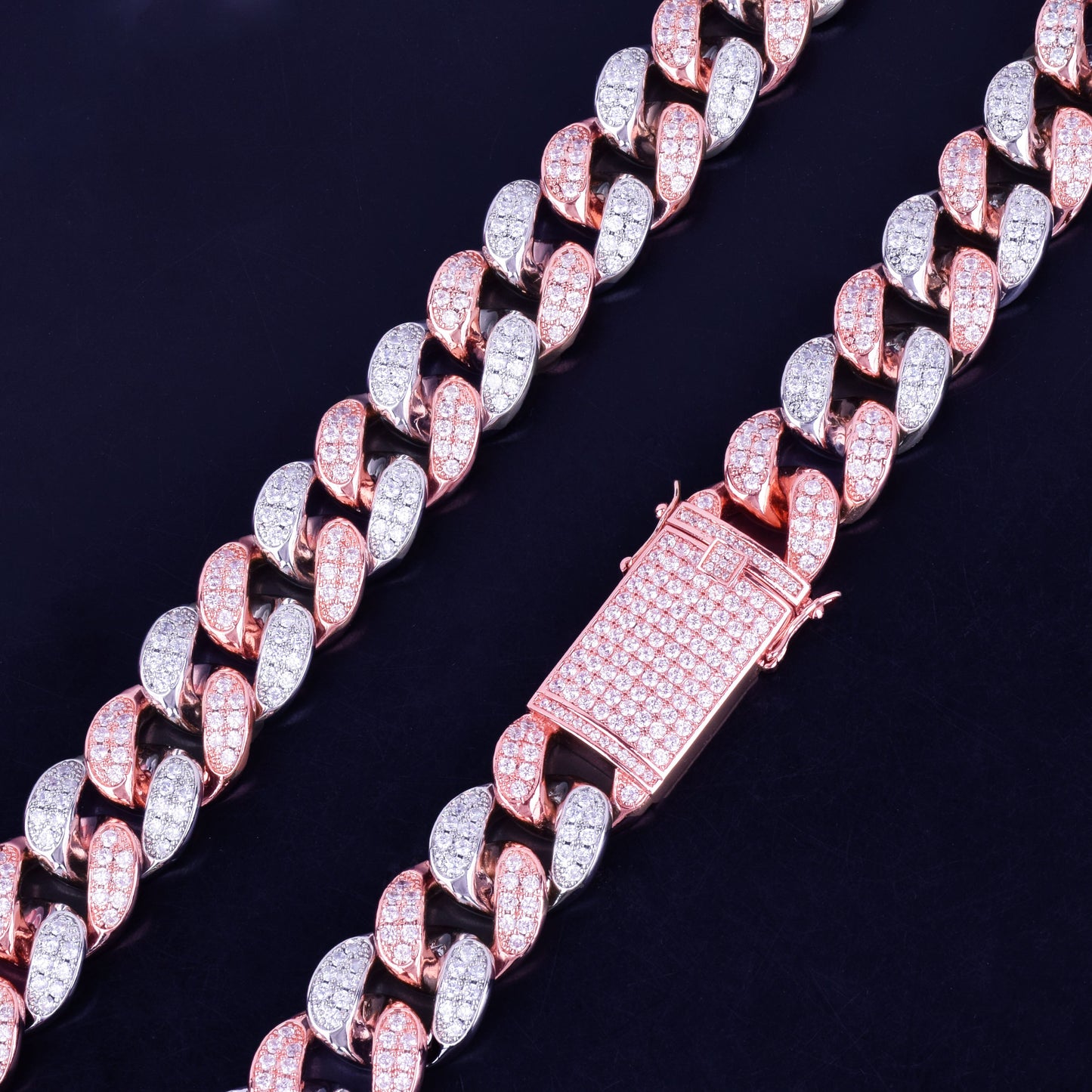 Pink Zircon Miami Cuban Link Chain