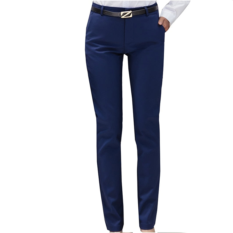 Ladies Slim High Waist Straight Leg Pants