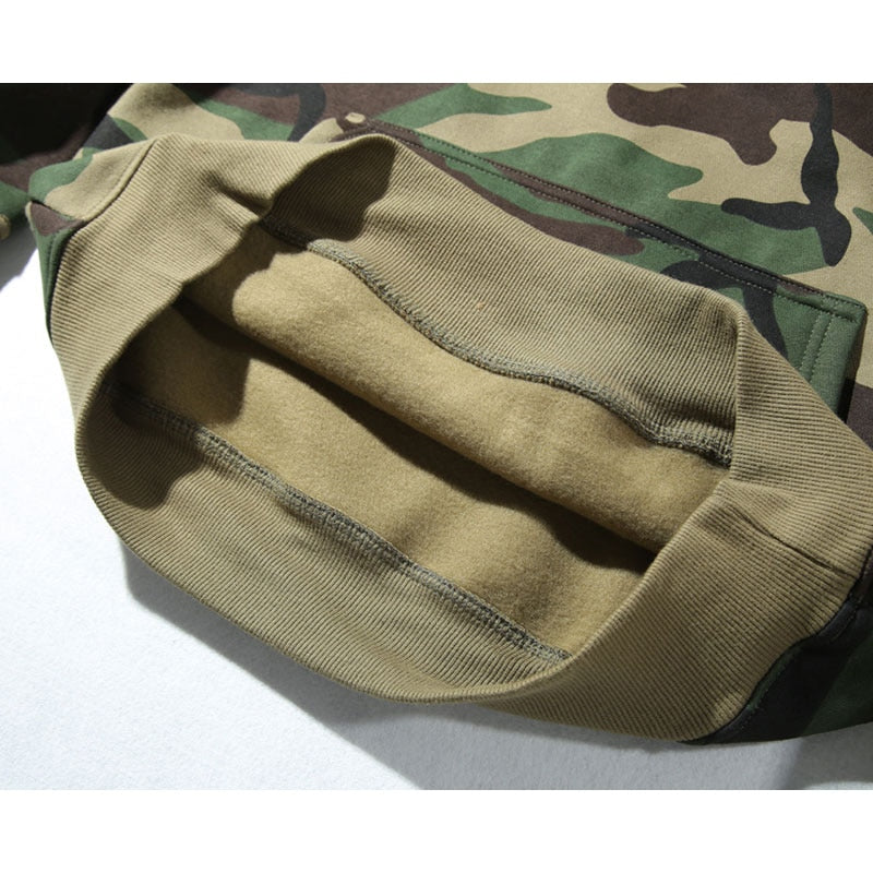 Camouflage Drawstring Men's Hooded Fleece Pullover Sweatshirt