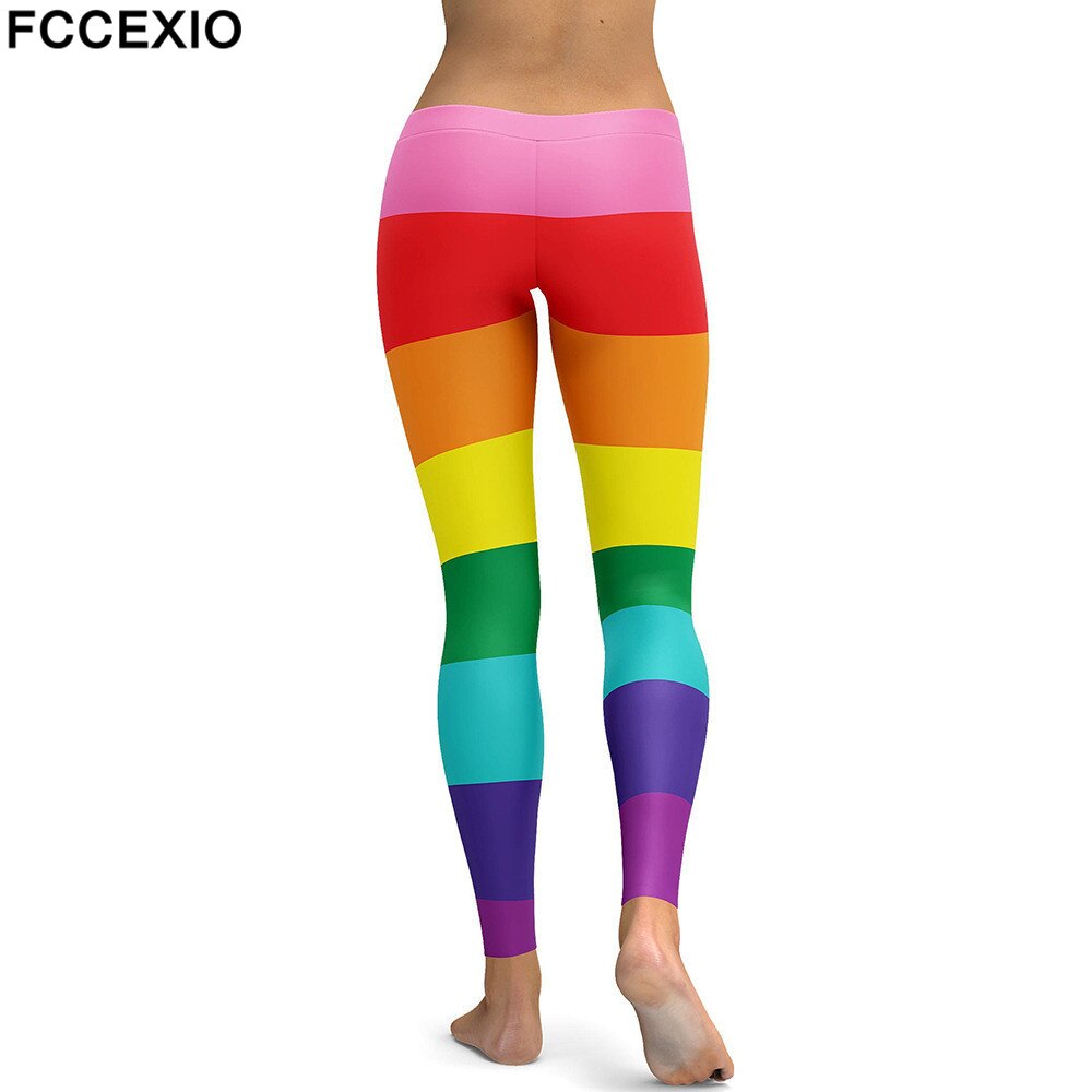 Rainbow Striped 3D Printed Leggings