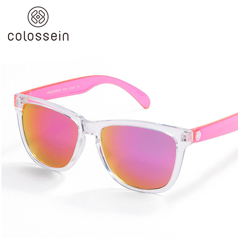 Women's Gradient Colorful Lens Glasses Classic Retro Eyewear Transparent Frame UV400 Sunglasses Men