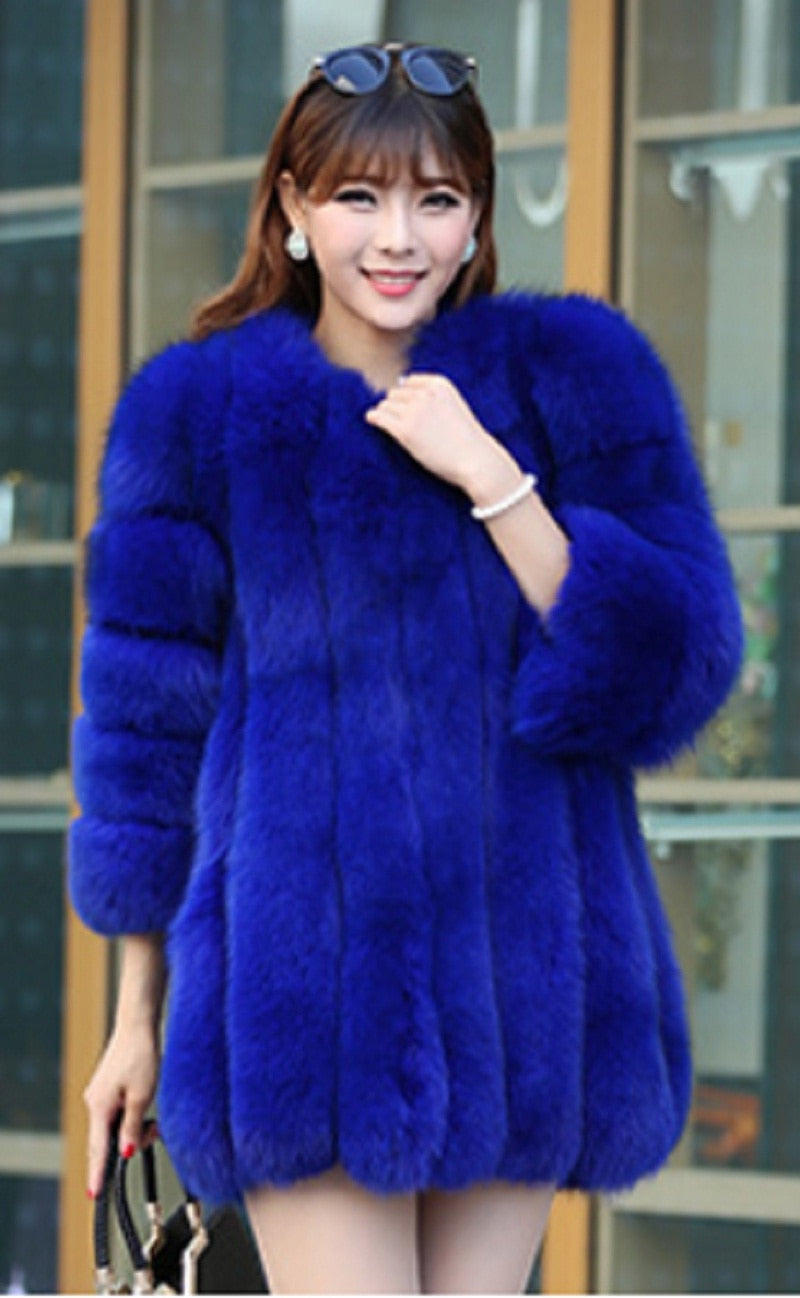 Faux Fur Long Ladies Winter Coat Plus to 4X