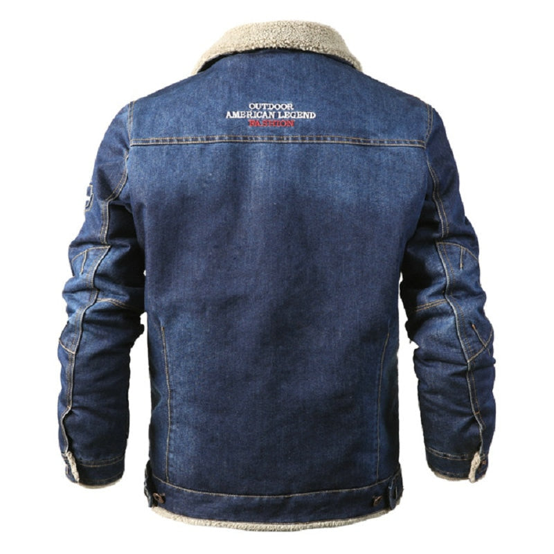 Men's Military Bomber Style Jean Jacket