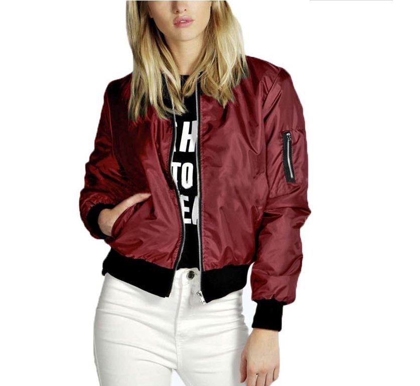 Long Sleeve Ladies Simple Light Bomber Jacket