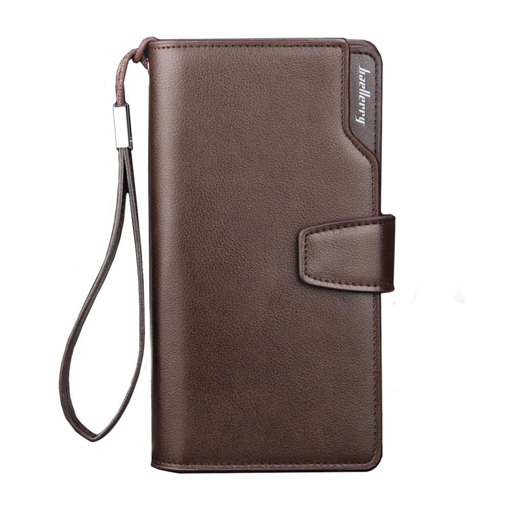 Men Long Card Holder Zipper PU Leather Wallet