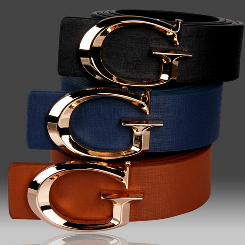 Unisex Metal Gold G Design Gold Buckle Belt